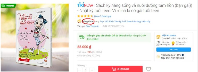 Những tựa sách tại Việt An Books lọt Top best seller trên Tiki